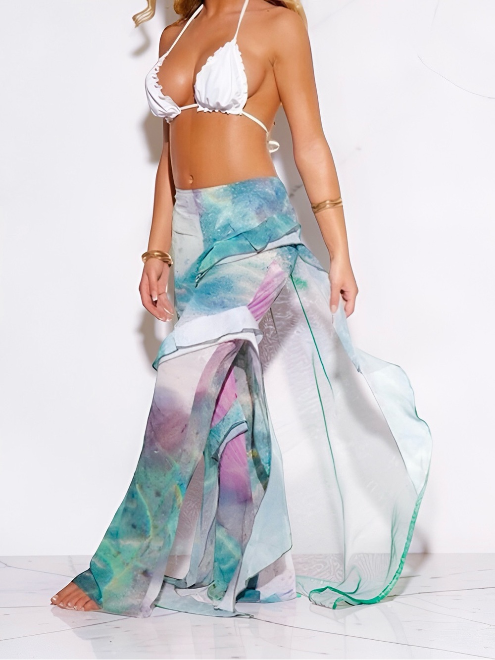 PrettyLittleThing Waterfall Frill Beach Pants